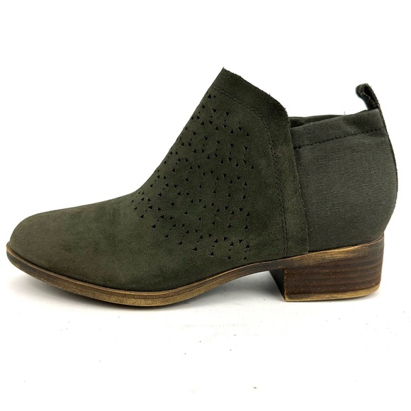 TOMS Deia Forest Suede Leather Perforated Ankle Bootie Size 7 - Picture 2 of 15
